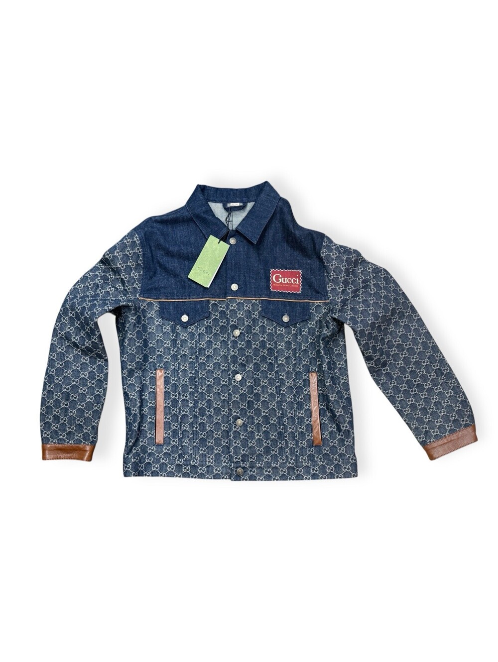 Gucci Eco Washed Organic GG Monogram Denim Jacket Size 48 Mens - NWT